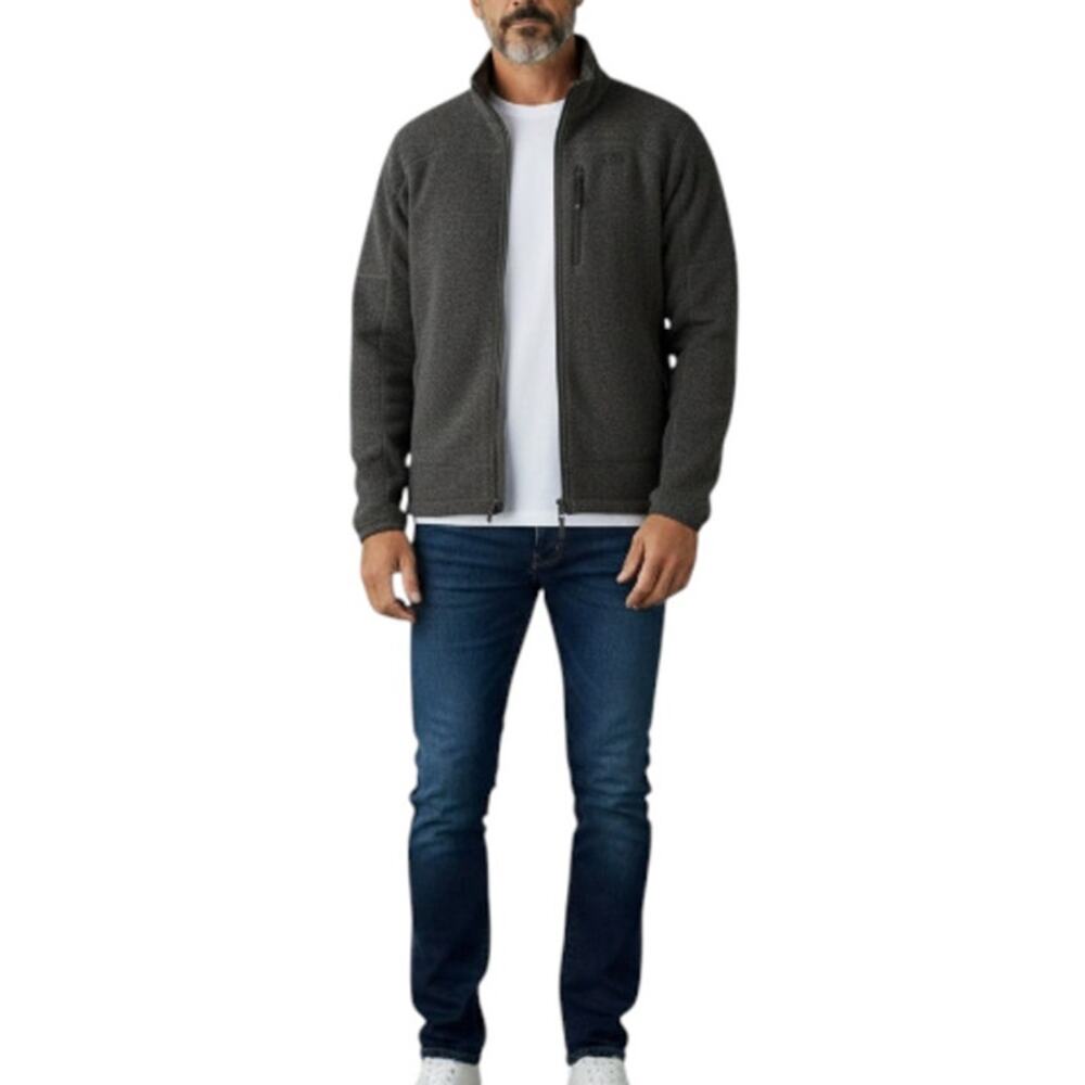THE NORTH FACE Textured Fleece Full Zip Jacket Men L Charcoal Comfort Versatile